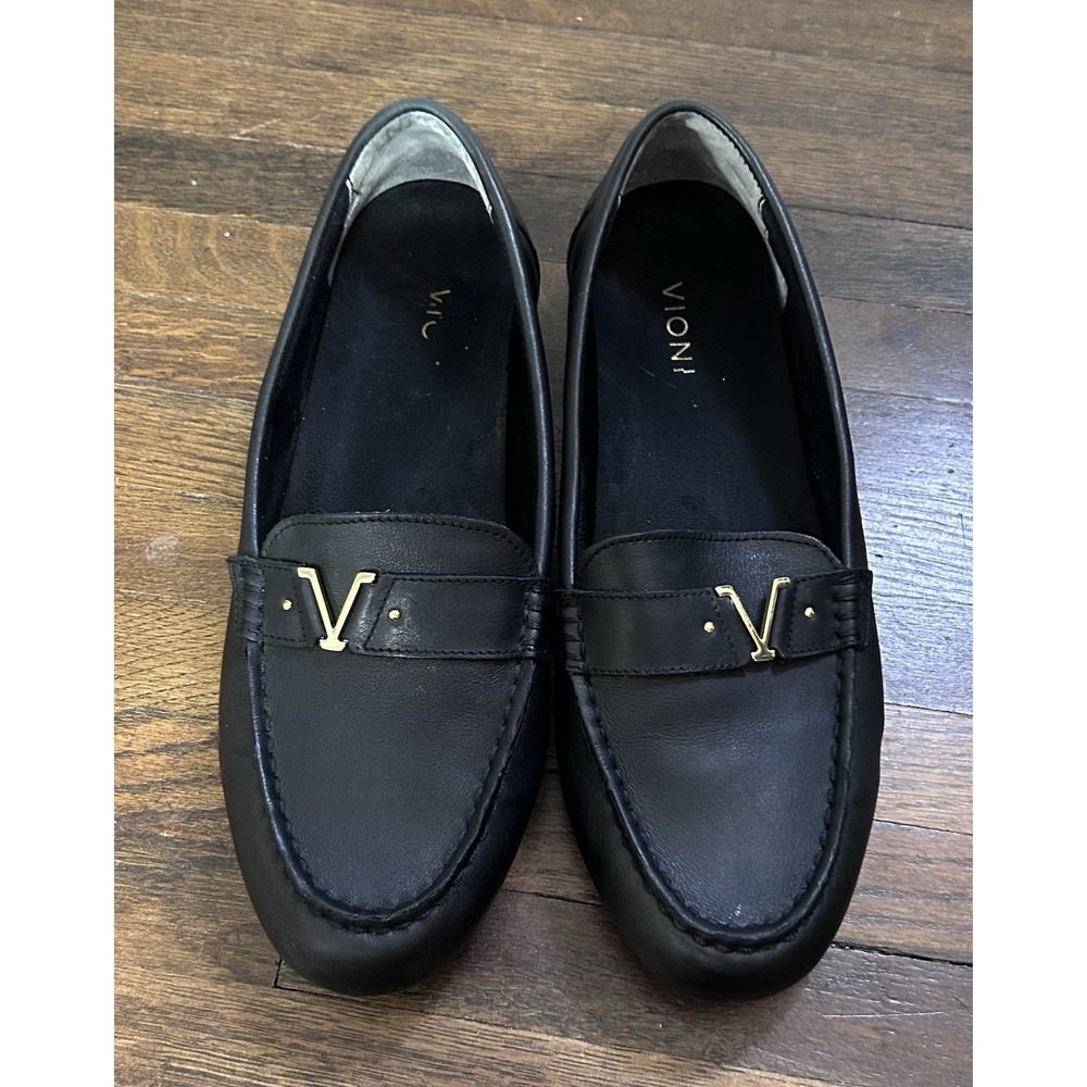 Women's Vionic Hilo Black Driving Loafers Size 10 Moccasin Style Leather